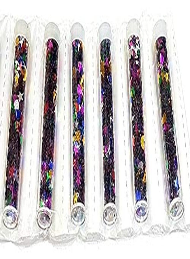 Hobby Tek Multicolor Glitter Flakes Stars,Moon & Heart Shapes for Jewellery Making Embroidery Material Art and Craft DIY kit, Glitter Sequince Beads (Pack of 6, 5gm Each) - Image 2
